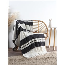 Плед с кисточками «Этель. Крупная полоса», 130×160 см, хлопок 100%