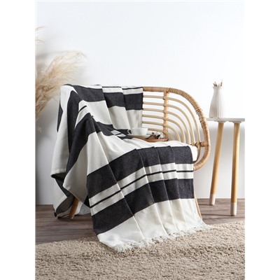 Плед с кисточками «Этель. Крупная полоса», 130×160 см, хлопок 100%