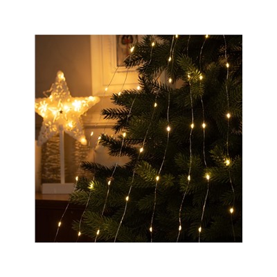 Гирлянда «Конский хвост» 8 нитей по 2 м, IP20, серебристая нить, 160 LED, свечение тёплое белое, USB