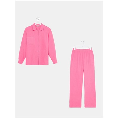 Пижама женская (рубашка, брюки) KAFTAN Basic, размер 44-46, розовая