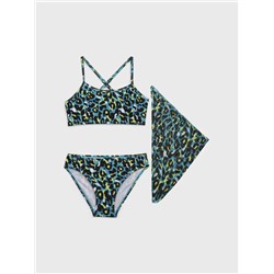 Комплект трикотажный для девочек: купальный костюм, парео