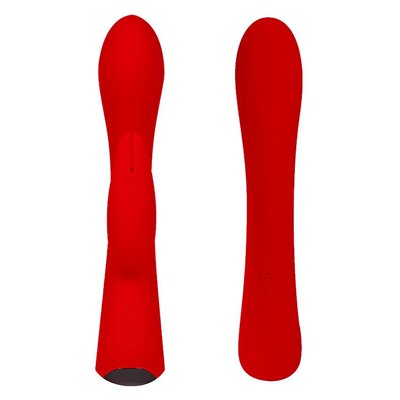 Красный вибромассажер-кролик 5  Silicone Bunny Love - 19,1 см.