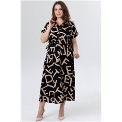 Платье штапель  6122/03/Черный, кофейный