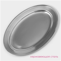 Поднос овальный из нержавеющей стали Доляна, 35×23 см, цвет серебряный