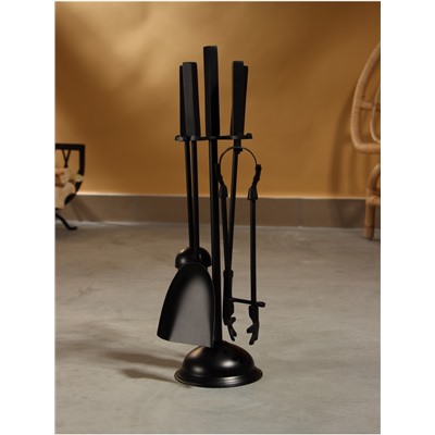 Каминный набор «Пламя», 4 предмета, 13×13×48 см, сталь