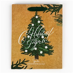 Пакет подарочный новогодний крафтовый «Winter», MS 18×23×10 см