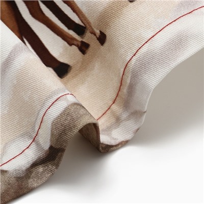 Дорожка на стол Этель «Лошадки» 30×70 см, 100% хлопок, саржа 190 г/м², бежевая/красная