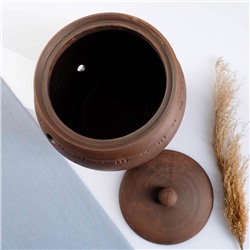 Банка для хранения лука Кунгурская керамика «Роспись», 5 л, с отверстиями для вентиляции, молочение, коричневая