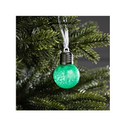 Ёлочный шар «Зимний узор зелёный», d=5 см, 1 LED, от батареек AG13×3, свечение тёплое белое