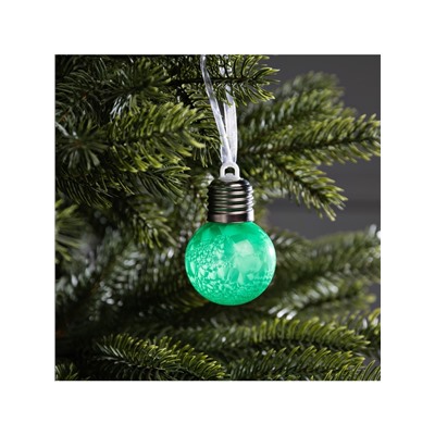 Ёлочный шар «Зимний узор зелёный», d=5 см, 1 LED, от батареек AG13×3, свечение тёплое белое