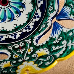 Фруктовница узбекская Риштанская Керамика «Узоры», 24×24×8 см, жёлтая