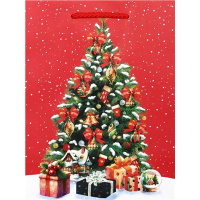 Пакет подарочный новогодний ламинированный, «Новогодняя ёлка», 18×10×22.3 см