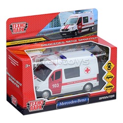 Машина "Mercedes-Benz sprinter Скорая" 14см, (открыв. двери) инерц. в коробке