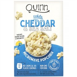 Quinn Popcorn, Microwave Popcorn, White Cheddar & Sea Salt, 2 Bags, 3.5 oz (100 g) Each
