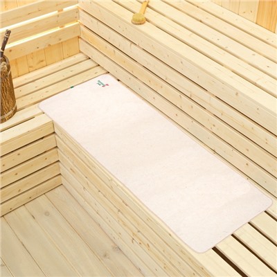 Коврик - лежак для бани и сауны с вышивкой «Банный рай», 180×60 см, 70% полиэфир, 30% шерсть, «Добропаровъ»