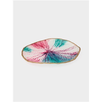 Тарелка Доляна Magro, d=24 см, стекло, бирюзово-розовая