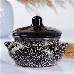 Горшочек для запекания Борисовская керамика «Мрамор», 500 мл, 13×9.5 см, чёрный