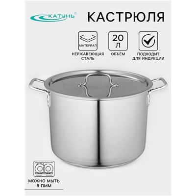 Котёл Катунь «Общепит», 20 л, d=35 см, h=24 см, капсульное дно, индукция, нержавеющая сталь
