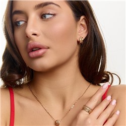 Комплект ювелирной бижутерии коллекция "Дубай" серьги, кулон и кольцо 17 р, покрытие позолота, вставка: цирконы, цвет: прозрачный, арт.313.437-17