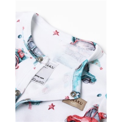 Комбинезон детский детский MINAKU New Year's cars, рост 62-68 см, белый