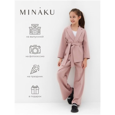 Комплект для девочки (жакет и брюки) MINAKU: PartyDress, пыльно-розовый, рост 128 см