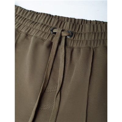 Брюки прямые на резинке из футера двухнитки с эластаном с затяжкой по низу