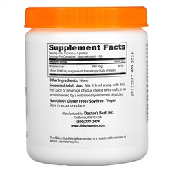Doctor's Best, 100 % хелатированный легкоусвояемый магниевый порошок с формулой Albion Minerals, 200 г (7,1 унции)