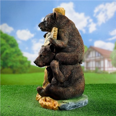 Садовая фигура из полистоуна «Медведь с табличкой», 34×30×55 см