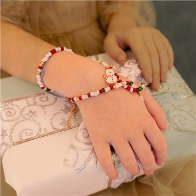 Кулон «Бисер», снеговик, цветной в золоте, 42 см