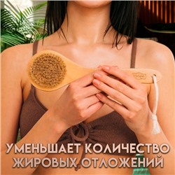 Щётка массажная для тела, из натуральной щетины, круглая, с ручкой, гладкая