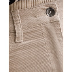 Укороченные эластичные брюки слим из микро вельвета