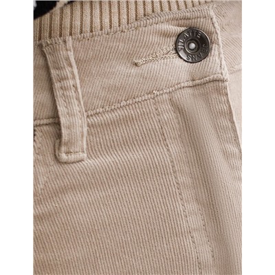 Укороченные эластичные брюки слим из микро вельвета