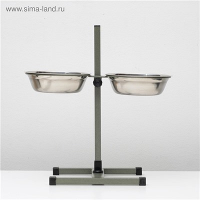 Подставка с мисками, 2×1.5 л, высота 50 см, разборная, зелёная
