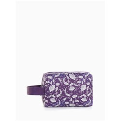 Косметичка на молнии женская, с ручкой, маленькая, с рисунком, фиолетовая