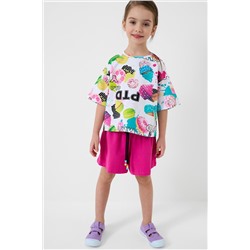 Комплект трикотажный для девочек: фуфайка (футболка), шорты PLAYTODAY, 1240208