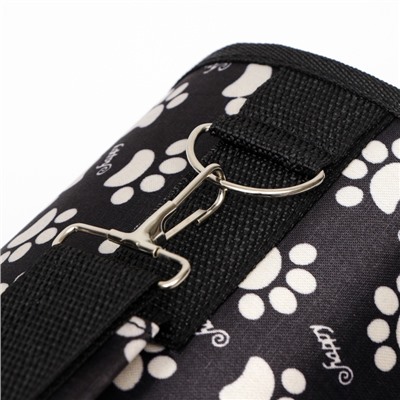 Сумка - переноска для животных «Лапки Happy», размер S, 37.5×17×22 см, чёрная