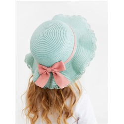 Шляпа для девочки с бантом MINAKU, размер 52, голубая