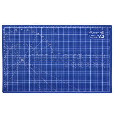Коврик для резки A3 (45x30 см) "Attomex" непрорезаемый, толщина 2 мм, двухсторонний, трехслойный, синий