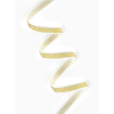 Лента бархатная, с золотым люрексом, 6 мм, 18±1 м, белая №01