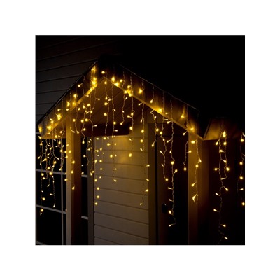 Гирлянда «Бахрома» 3×0.9 м, IP44, УМС, прозрачная нить, 232 LED, свечение тёплое белое, 220 В