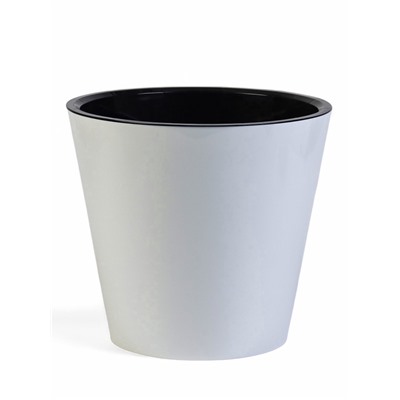 Кашпо для цветов с дренажной вставкой Rosemary, 5 л, d=23 см, пластиковое, белое