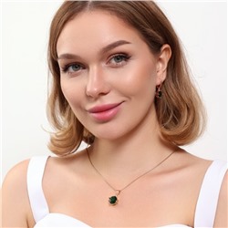 Комплект ювелирная бижутерия коллекция  "Дубай" серьги и кулон, покрытие: позолота, вставка: фианиты, цвет: зеленый, арт.215.434