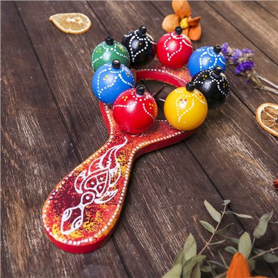 Сувенирный музыкальный инструмент «Маракас с шариками и пластинами», радужный, 25×13×5 см, МИКС