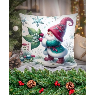 Наволочка декоративная новогодняя 45х45 на молнии, без наполнения