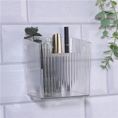 Органайзер для хранения «CRISTAL», навесной, 1 секция, с клеевыми крючками, 11.5×8×11 см, прозрачный