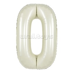 Шар (40''/102 см) Цифра, 0, Белый песок, Сатин, 1 шт. в уп.