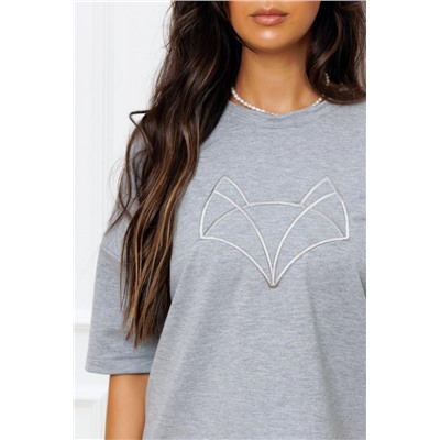 Футболка 342 женская с вышивкой (Светло-серый)