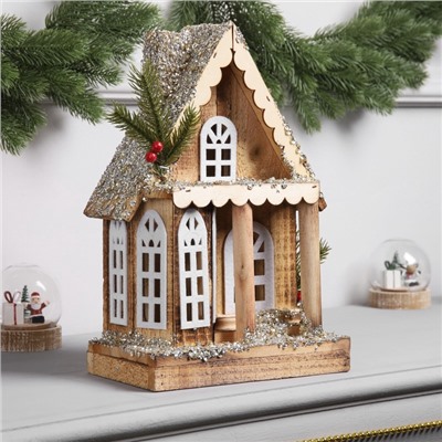 Фигура деревянная «Изба», 21×12×23 см, 5 LED, батарейки AAx2 (не в комплекте), свечение теплое белое