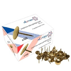 Кнопки канцелярские "Attomex" диаметр 9,5 мм, омедненные 100 шт в картонной коробке