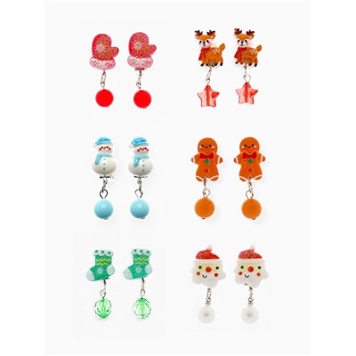 Клипсы детские набор 6 пар Выбражулька «Новогодний», разноцветные